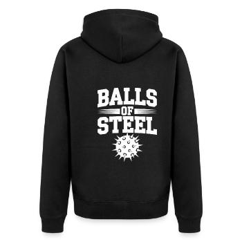 Squash Leidenschaft Squash Sport Für Squash - Unisex Premium Bio Zip Hoodie - Schwarz - Hinten - Nico (187cm)