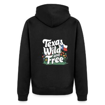 Texas Wildflowers Season Fields Flowers Texas - Unisex Premium Organic Zip Hoodie - black - Back - Nico (187cm)