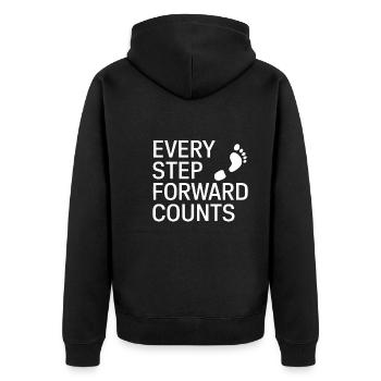 Progress-oriented leadership and management for - Unisex Premium Organic Zip Hoodie - black - Back - Nico (187cm)