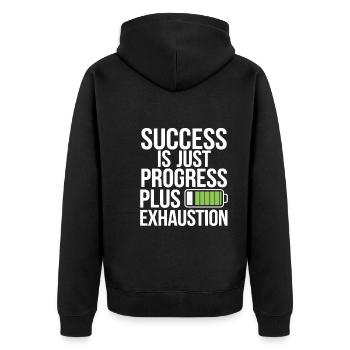 Progress-oriented leadership and management for - Unisex Premium Organic Zip Hoodie - black - Back - Nico (187cm)