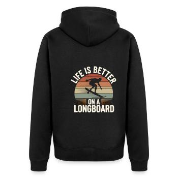 Skater Life: Downhill Longboarding Und Street - Unisex Premium Bio Zip Hoodie - Schwarz - Hinten - Nico (187cm)