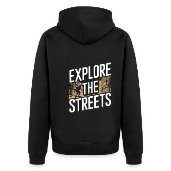 Skater Life: Downhill Longboarding Und Street - Unisex Premium Bio Zip Hoodie - Schwarz - Hinten - Nico (187cm)
