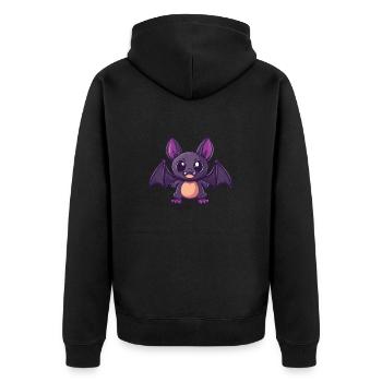 Fledermaus Halloween Lustig Comic - Unisex Premium Bio Zip Hoodie - Schwarz - Hinten - Nico (187cm)