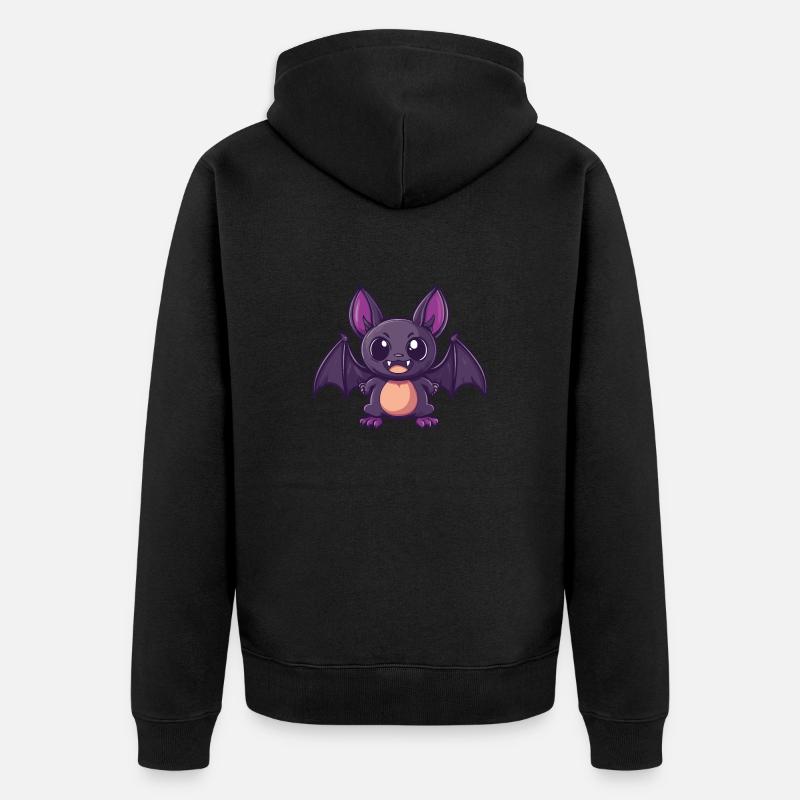 Fledermaus Halloween Lustig Comic - Unisex Premium Bio Zip Hoodie - Schwarz