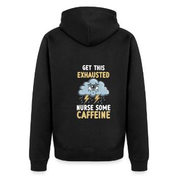 Exhaustion and burnout in overworked people - Unisex Premium Organic Zip Hoodie - black - Back - Nico (187cm)