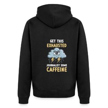 Erschöpfung Und Burnout Bei Überarbeiteten - Unisex Premium Bio Zip Hoodie - Schwarz - Hinten - Nico (187cm)