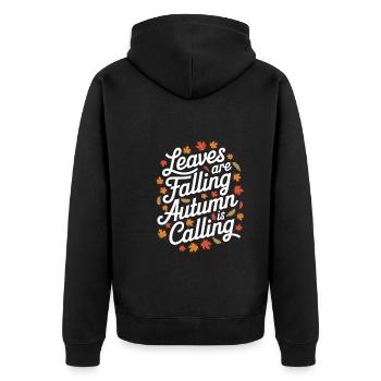 Herbstliche Farbenpracht für Naturliebhaber und - Unisex Premium Bio Zip Hoodie - Schwarz - Hinten - Nico (187cm)