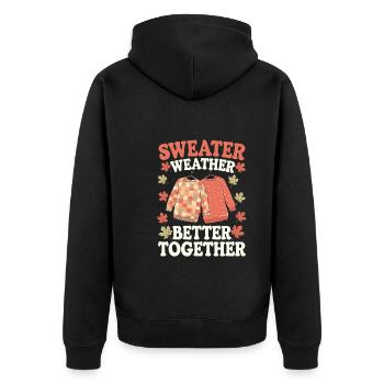 Herbstliche Farbenpracht für Naturliebhaber und - Unisex Premium Bio Zip Hoodie - Schwarz - Hinten - Nico (187cm)