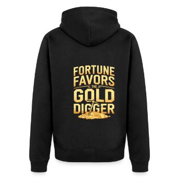Gold Rush Adventure Gold Prospector Treasure Hunt - Unisex Premium Organic Zip Hoodie - black - Back - Nico (187cm)