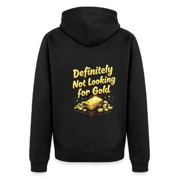 Gold Rush Adventure Gold Prospector Treasure Hunt - Unisex Premium Organic Zip Hoodie - black - Back - Nico (187cm)