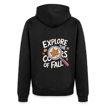 Herbstliche Farbenpracht für Naturliebhaber und - Unisex Premium Bio Zip Hoodie - Schwarz - Hinten - Nico (187cm)