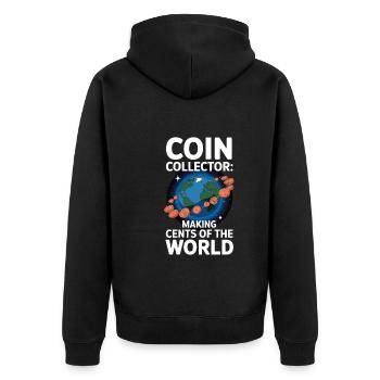 Coin Collector Coin Collection Numismatic History - Unisex Premium Bio Zip Hoodie - Schwarz - Hinten - Nico (187cm)