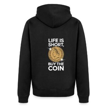 Coin Collector Coin Collection Numismatic History - Unisex Premium Bio Zip Hoodie - Schwarz - Hinten - Nico (187cm)
