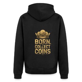 Coin Collector Coin Collection Numismatic History - Unisex Premium Organic Zip Hoodie - black - Back - Nico (187cm)