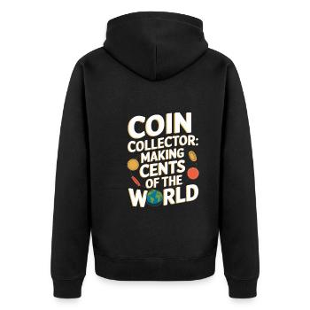 Coin Collector Coin Collection Numismatic History - Unisex Premium Bio Zip Hoodie - Schwarz - Hinten - Nico (187cm)
