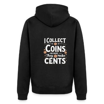 Coin Collector Coin Collection Numismatic History - Unisex Premium Bio Zip Hoodie - Schwarz - Hinten - Nico (187cm)