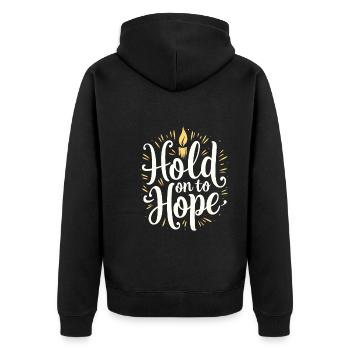 Harness Positivity And Mental Well-Being Through - Unisex Premium Bio Zip Hoodie - Schwarz - Hinten - Nico (187cm)