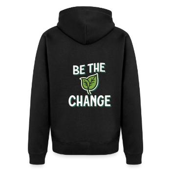 Harness Positivity And Mental Well-Being Through - Unisex Premium Bio Zip Hoodie - Schwarz - Hinten - Nico (187cm)