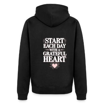 Harness Positivity And Mental Well-Being Through - Unisex Premium Bio Zip Hoodie - Schwarz - Hinten - Nico (187cm)