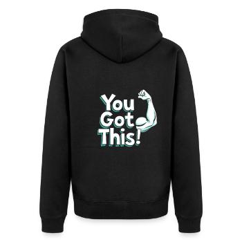 Harness Positivity And Mental Well-Being Through - Unisex Premium Bio Zip Hoodie - Schwarz - Hinten - Nico (187cm)