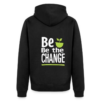 Harness Positivity And Mental Well-Being Through - Unisex Premium Bio Zip Hoodie - Schwarz - Hinten - Nico (187cm)