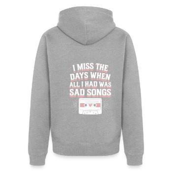 Introversion Alternative Style Emotional - Unisex Premium Bio Zip Hoodie - Grau meliert - Hinten - Nico (187cm)