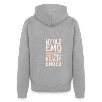 Introversion Alternative Style Emotional - Unisex Premium Bio Zip Hoodie - Grau meliert - Hinten - Nico (187cm)