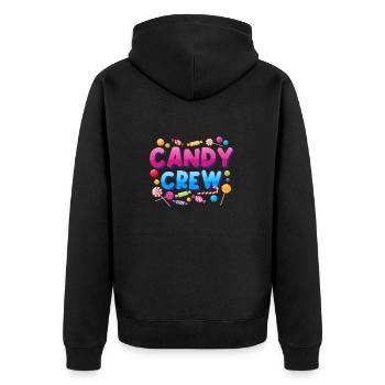 Candy Crew Süßigkeiten Bonbon - Unisex Premium Bio Zip Hoodie - Schwarz - Hinten - Nico (187cm)