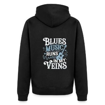 Soulful Tunes for Blues Lovers Embrace the Rhythms - Unisex Premium Organic Zip Hoodie - black - Back - Nico (187cm)