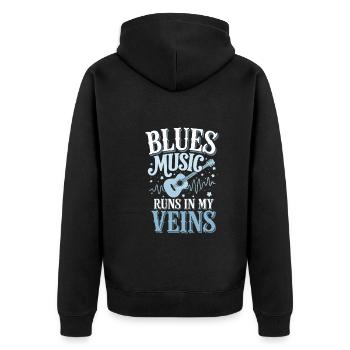 Soulful Tunes for Blues Lovers Embrace the Rhythms - Unisex Premium Organic Zip Hoodie - black - Back - Nico (187cm)