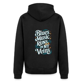 Soulful Tunes for Blues Lovers Embrace the Rhythms - Unisex Premium Organic Zip Hoodie - black - Back - Nico (187cm)
