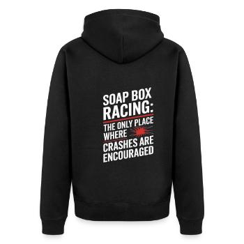 Boîte à savon alimentée par gravité Soap Box Racing Adventure pour le bricolage - Veste à capuche bio Premium Unisexe - noir - Dos - Nico (187cm)
