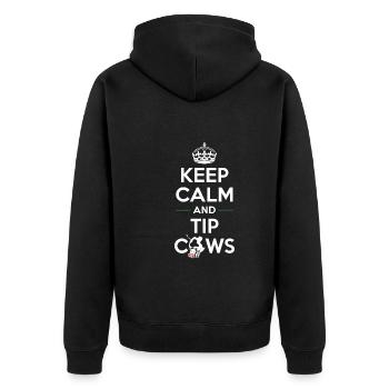 Funny Cow Tipping Joke for Farm Enthusiasts and - Unisex Premium Organic Zip Hoodie - black - Back - Nico (187cm)