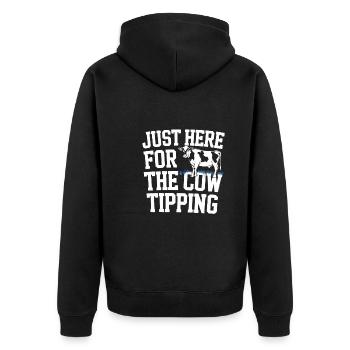 Funny Cow Tipping Joke for Farm Enthusiasts and - Unisex Premium Organic Zip Hoodie - black - Back - Nico (187cm)