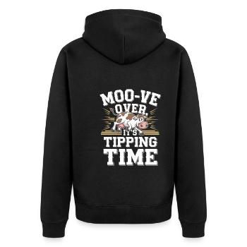 Funny Cow Tipping Joke for Farm Enthusiasts and - Unisex Premium Bio Zip Hoodie - Schwarz - Hinten - Nico (187cm)