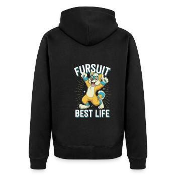 Furry Fandom Enthusiast Cosplay Fun and Fursuiting - Unisex Premium Organic Zip Hoodie - black - Back - Nico (187cm)