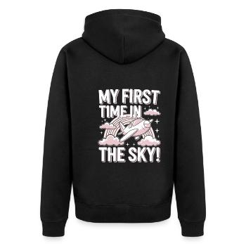 My First Plane Ride First Time Flying Adventure - Unisex Premium Bio Zip Hoodie - Schwarz - Hinten - Nico (187cm)