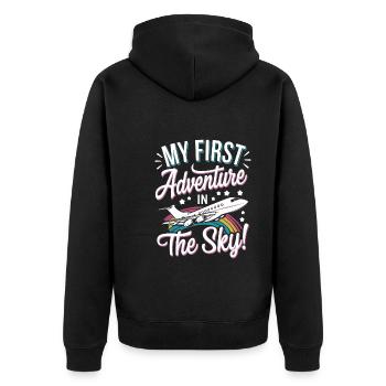 My First Plane Ride First Time Flying Adventure - Unisex Premium Bio Zip Hoodie - Schwarz - Hinten - Nico (187cm)