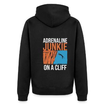 Cliff Diving Adventure Sports Thrill Seeker - Unisex Premium Bio Zip Hoodie - Schwarz - Hinten - Nico (187cm)