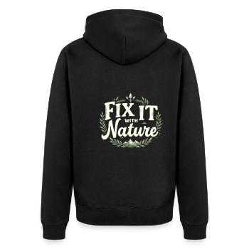 Nature Healing and Wellness Connection Through - Unisex Premium Organic Zip Hoodie - black - Back - Nico (187cm)
