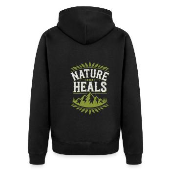 Nature Healing and Wellness Connection Through - Unisex Premium Organic Zip Hoodie - black - Back - Nico (187cm)
