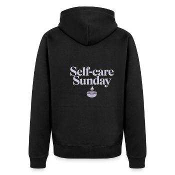 Emotional Healing Journey Towards Mindfulness and - Unisex Premium Bio Zip Hoodie - Schwarz - Hinten - Nico (187cm)