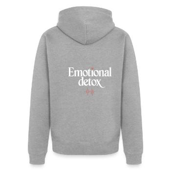Emotional Healing Journey Towards Mindfulness and - Unisex Premium Bio Zip Hoodie - Grau meliert - Hinten - Nico (187cm)