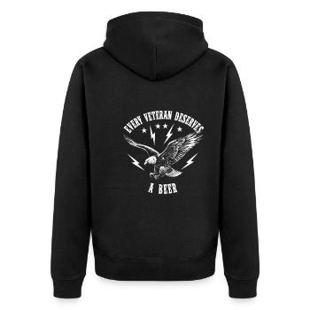 Honor Veterans Day with Patriotism and Military - Unisex Premium Organic Zip Hoodie - black - Back - Nico (187cm)