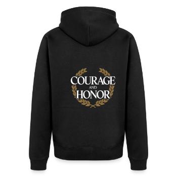 Honor Veterans Day with Patriotism and Military - Unisex Premium Organic Zip Hoodie - black - Back - Nico (187cm)
