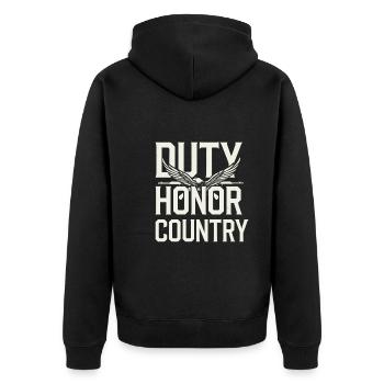 Honor Veterans Day with Patriotism and Military - Unisex Premium Bio Zip Hoodie - Schwarz - Hinten - Nico (187cm)