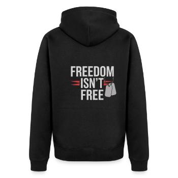 Honor Veterans Day with Patriotism and Military - Unisex Premium Organic Zip Hoodie - black - Back - Nico (187cm)