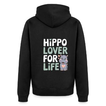 Adorable bébé hippopotame oeuvre pour les amateurs d’hippopotames - Veste à capuche bio Premium Unisexe - noir - Dos - Nico (187cm)