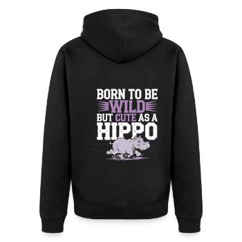 Adorable bébé hippopotame oeuvre pour les amateurs d’hippopotames - Veste à capuche bio Premium Unisexe - noir - Dos - Nico (187cm)