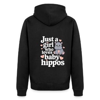 Adorable bébé hippopotame oeuvre pour les amateurs d’hippopotames - Veste à capuche bio Premium Unisexe - noir - Dos - Nico (187cm)